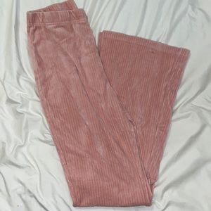 Pink Velvet Bellbottom Sweatpants